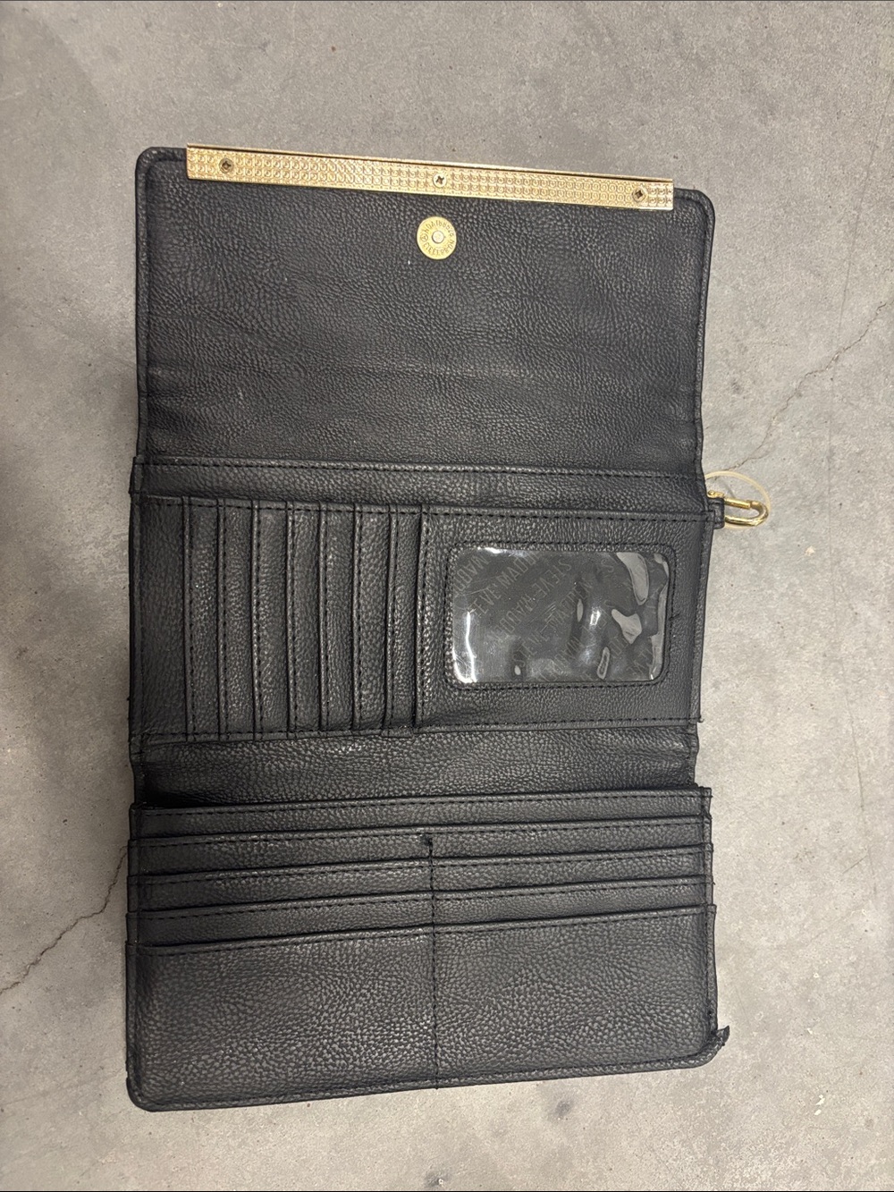 Steve Madden Black Leather Wallet with Gold Hardware